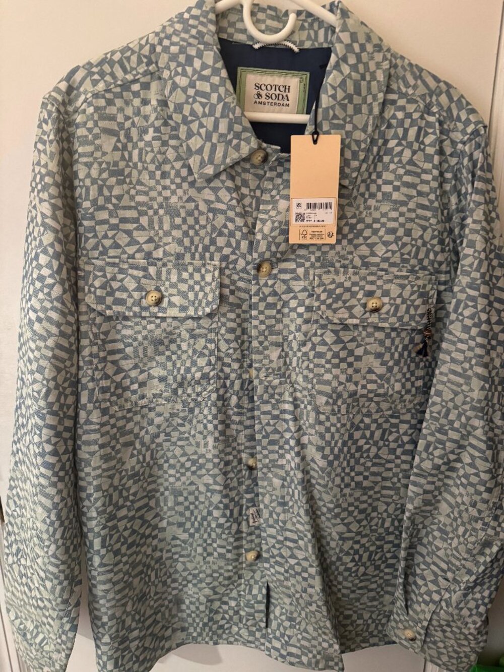 Blue Scotch & Soda patterned overshirt — Size L